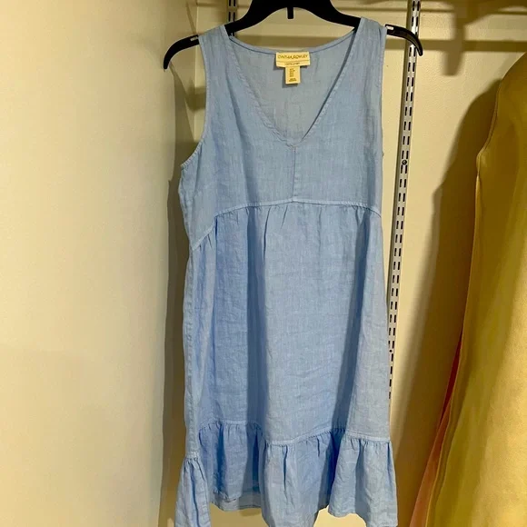 Cynthia Rowley | Dresses | Cynthia Rowley Blue Ruffle Hem Sleeveless 0 Linen  Dress Size Small | Poshmark